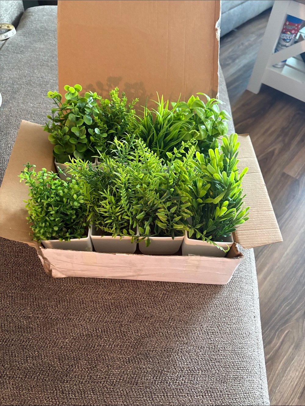 Set of 11 White Planters with Lush Green Faux Plants - Picture 2 of 4